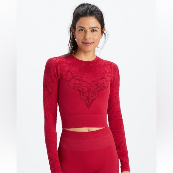 Fabletics Tops - Fabletics Flora Seamless Long Sleeve Top Red
